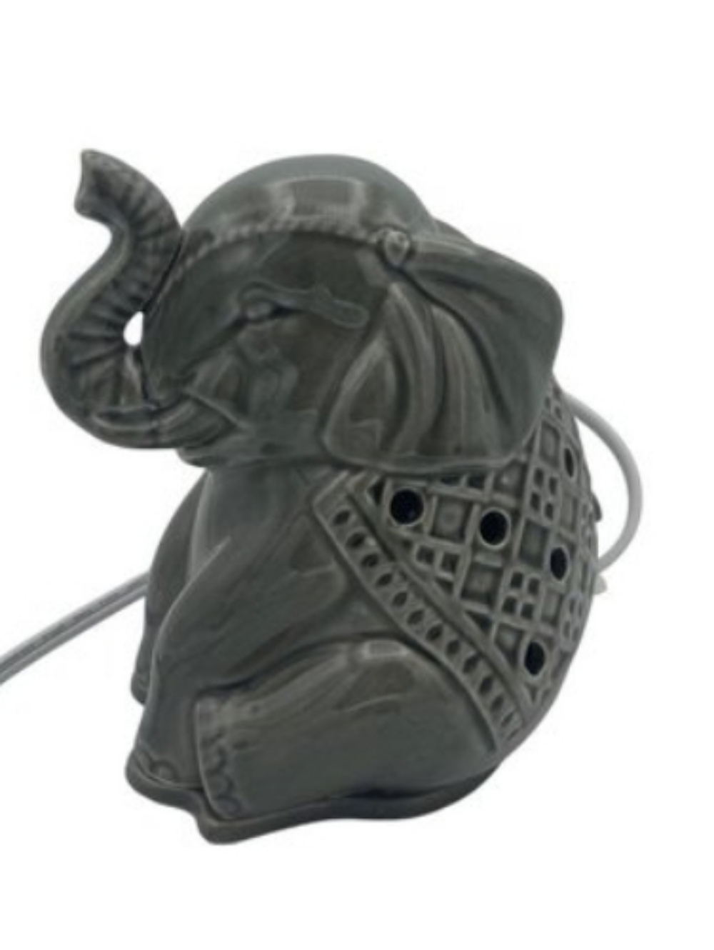Gray Ceramic Elephant Figurine Decorative Lamp